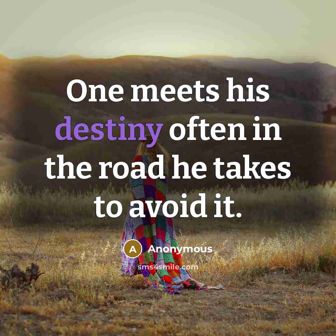 “One meets his destiny often in the road he takes to avoid it.” quote by Anonymous