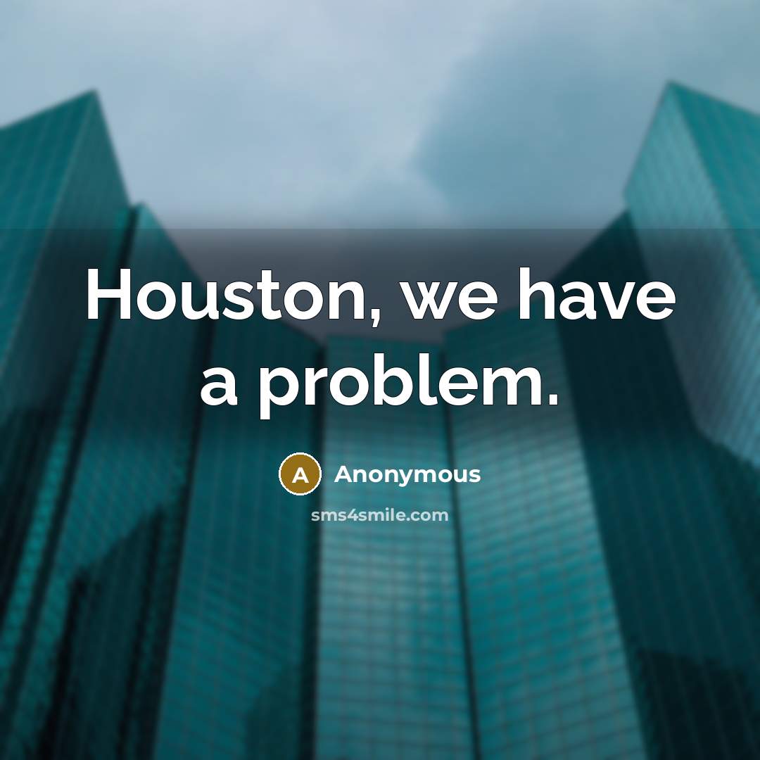 “Houston, we have a problem.” quote by Anonymous