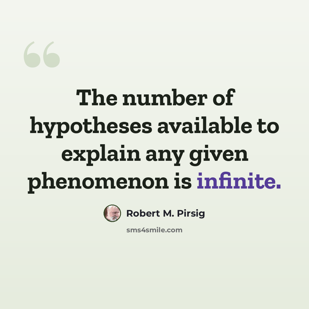 “The number of hypotheses available to explain any given phenomenon is infinite.” quote by Robert M. Pirsig