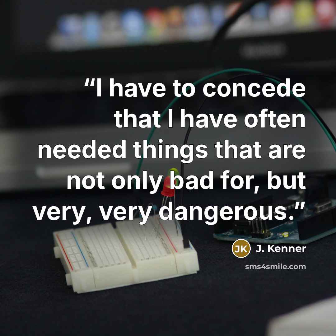 “I have to concede that I have often needed things that are not only bad for, but very, very dangerous.” quote by J. Kenner