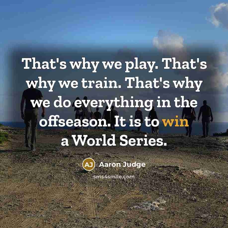 “That's why we play. That's why we train. That's why we do everything in the offseason. It is to win a World Series.” quote by Aaron Judge