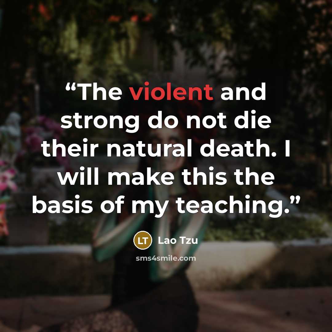 “The violent and strong do not die their natural death. I will make this the basis of my teaching.” quote by Lao Tzu