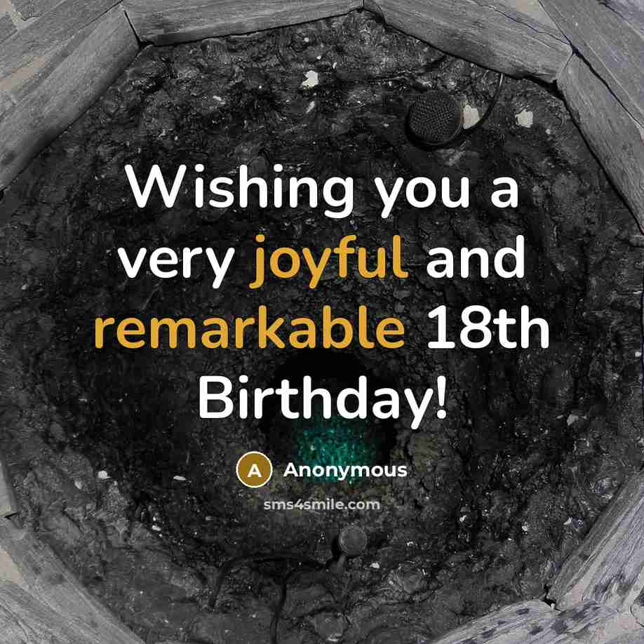 “Wishing you a very joyful and remarkable 18th Birthday!” quote by Anonymous