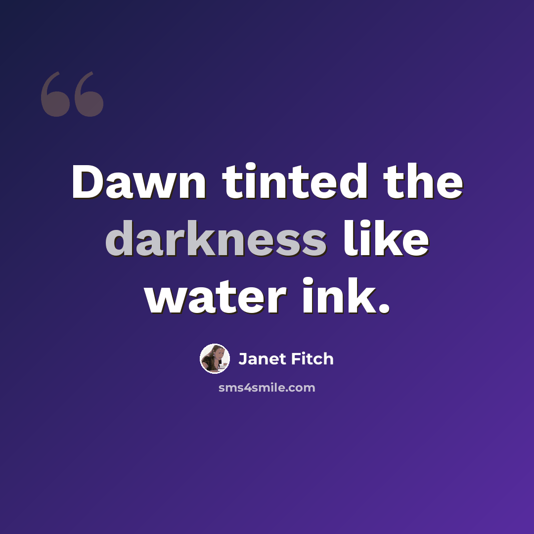“Dawn tinted the darkness like water ink.” quote by Janet Fitch