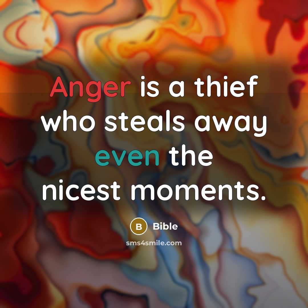 “Anger is a thief who steals away even the nicest moments.” quote by Bible