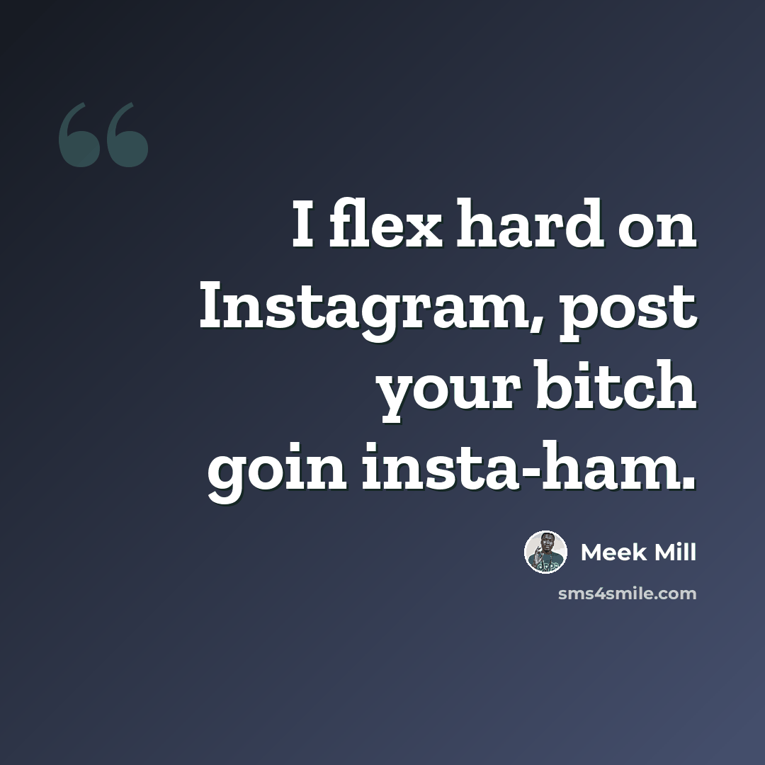 “I flex hard on Instagram, post your bitch goin insta-ham.” quote by Meek Mill