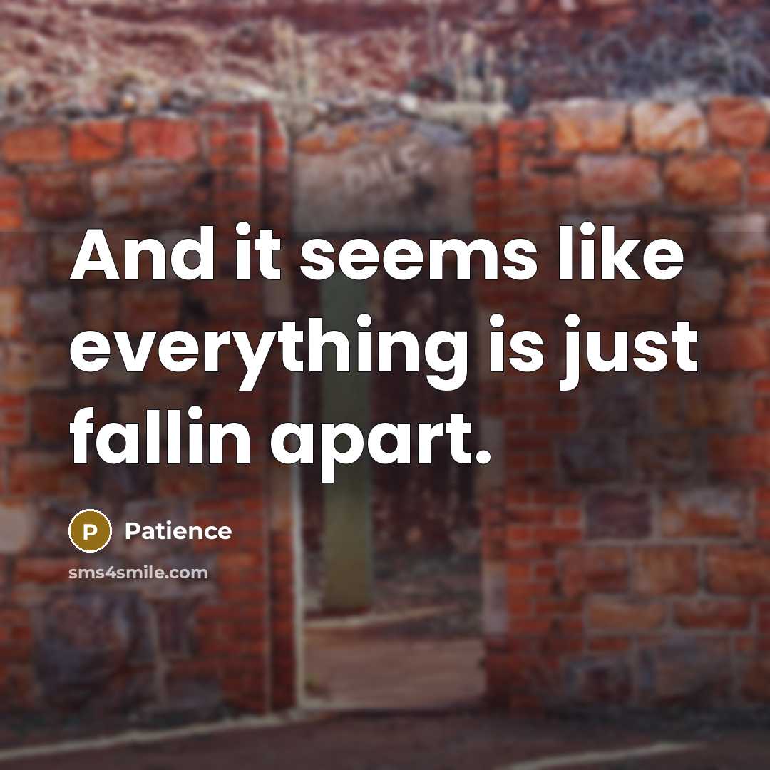 “And it seems like everything is just fallin apart.” quote by Patience
