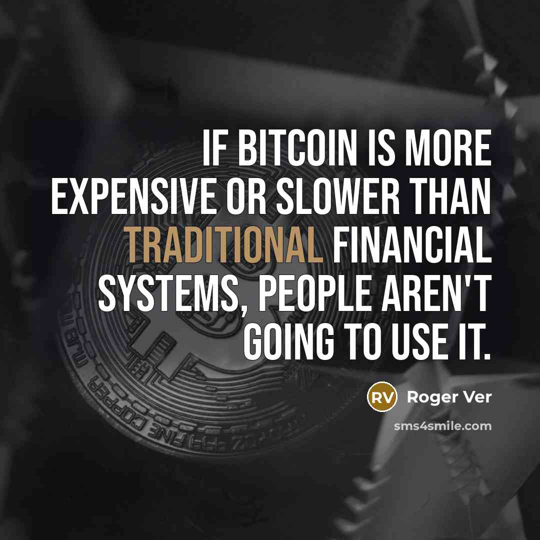 “If bitcoin is more expensive or slower than traditional financial systems, people aren't going to use it.” quote by Roger Ver