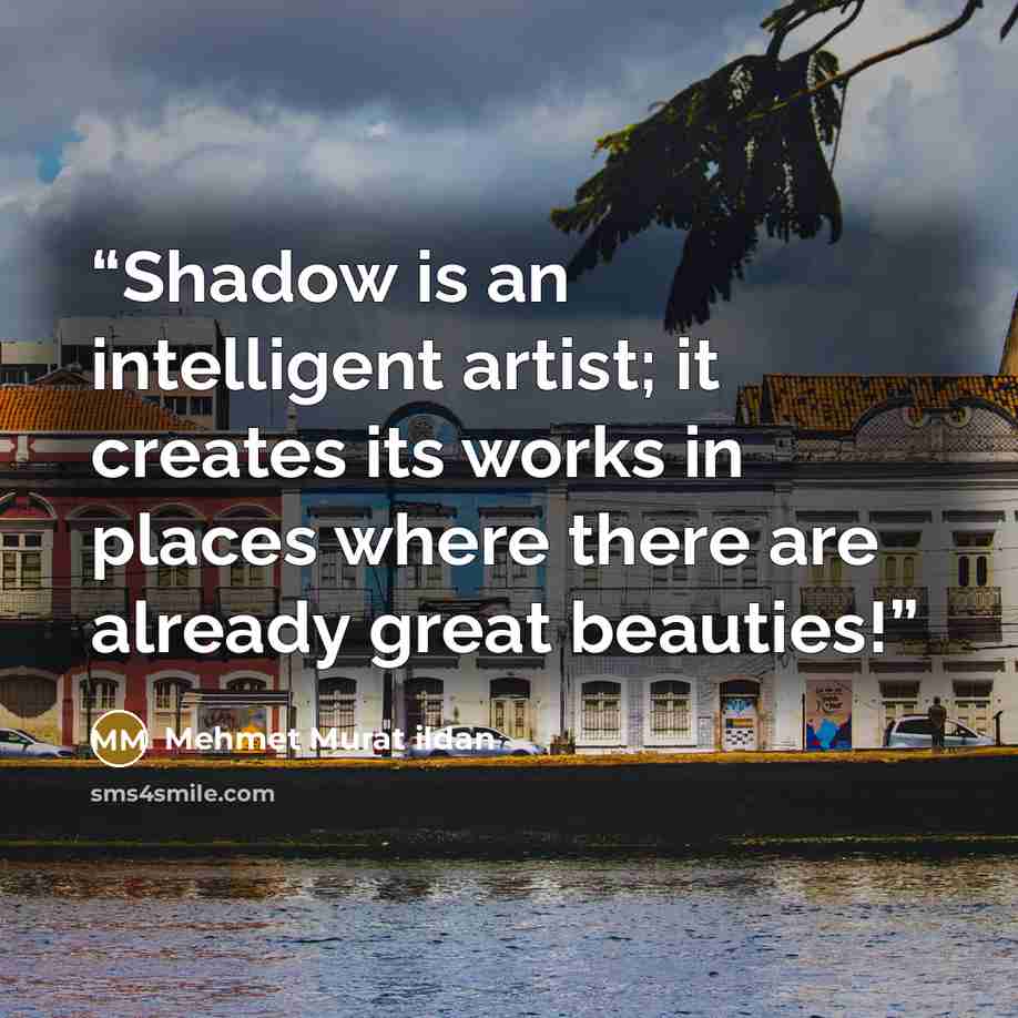 “Shadow is an intelligent artist; it creates its works in places where there are already great beauties!” quote by Mehmet Murat ildan