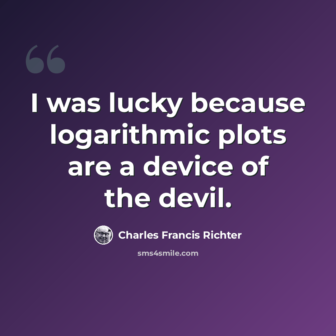 “I was lucky because logarithmic plots are a device of the devil.” quote by Charles Francis Richter