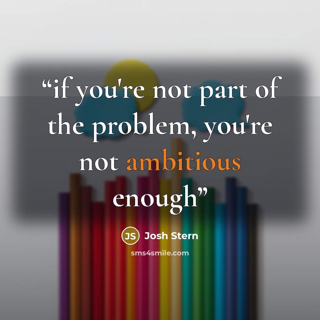 “if you're not part of the problem, you're not ambitious enough” quote by Josh Stern