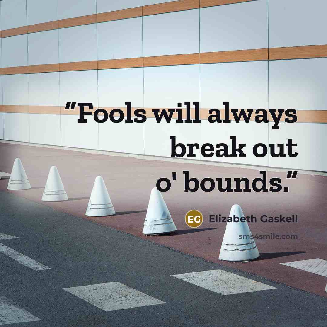 “Fools will always break out o' bounds.” quote by Elizabeth Gaskell