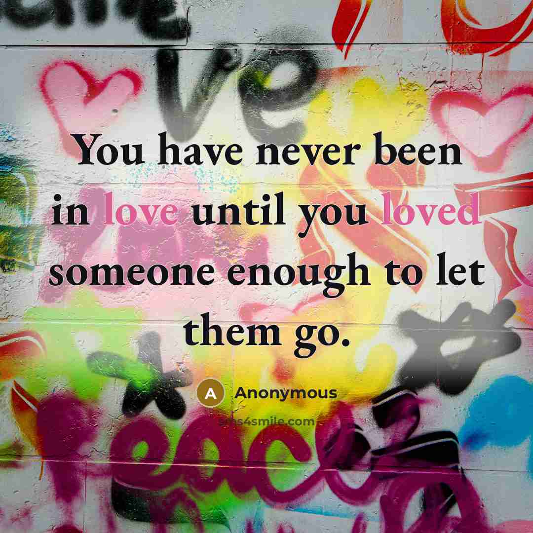 “You have never been in love until you loved someone enough to let them go.” quote by Anonymous