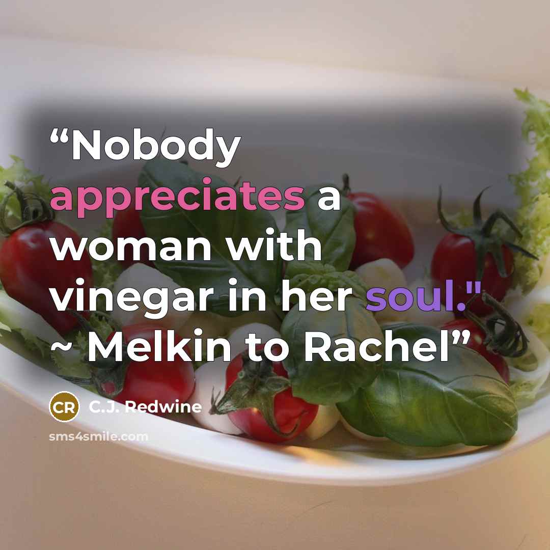 “Nobody appreciates a woman with vinegar in her soul." ~ Melkin to Rachel” quote by C.J. Redwine