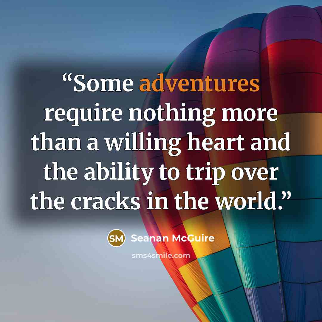 “Some adventures require nothing more than a willing heart and the ability to trip over the cracks in the world.” quote by Seanan McGuire