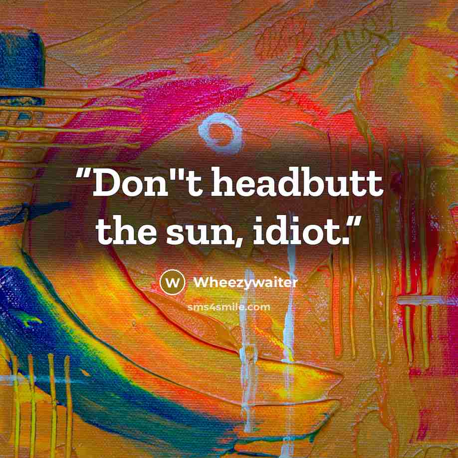 “Don''t headbutt the sun, idiot.” quote by Wheezywaiter