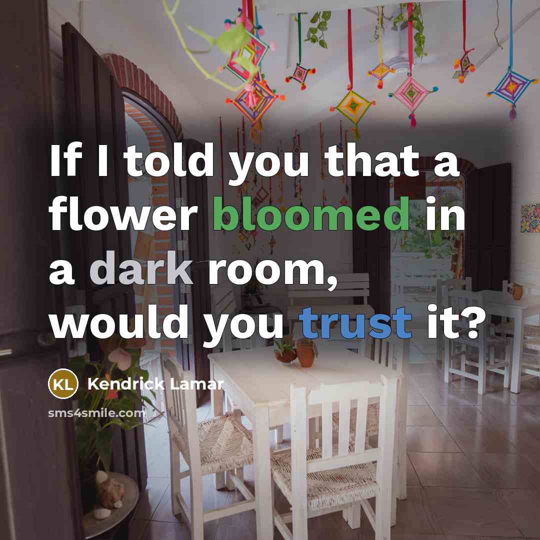 “If I told you that a flower bloomed in a dark room, would you trust it?” quote by Kendrick Lamar