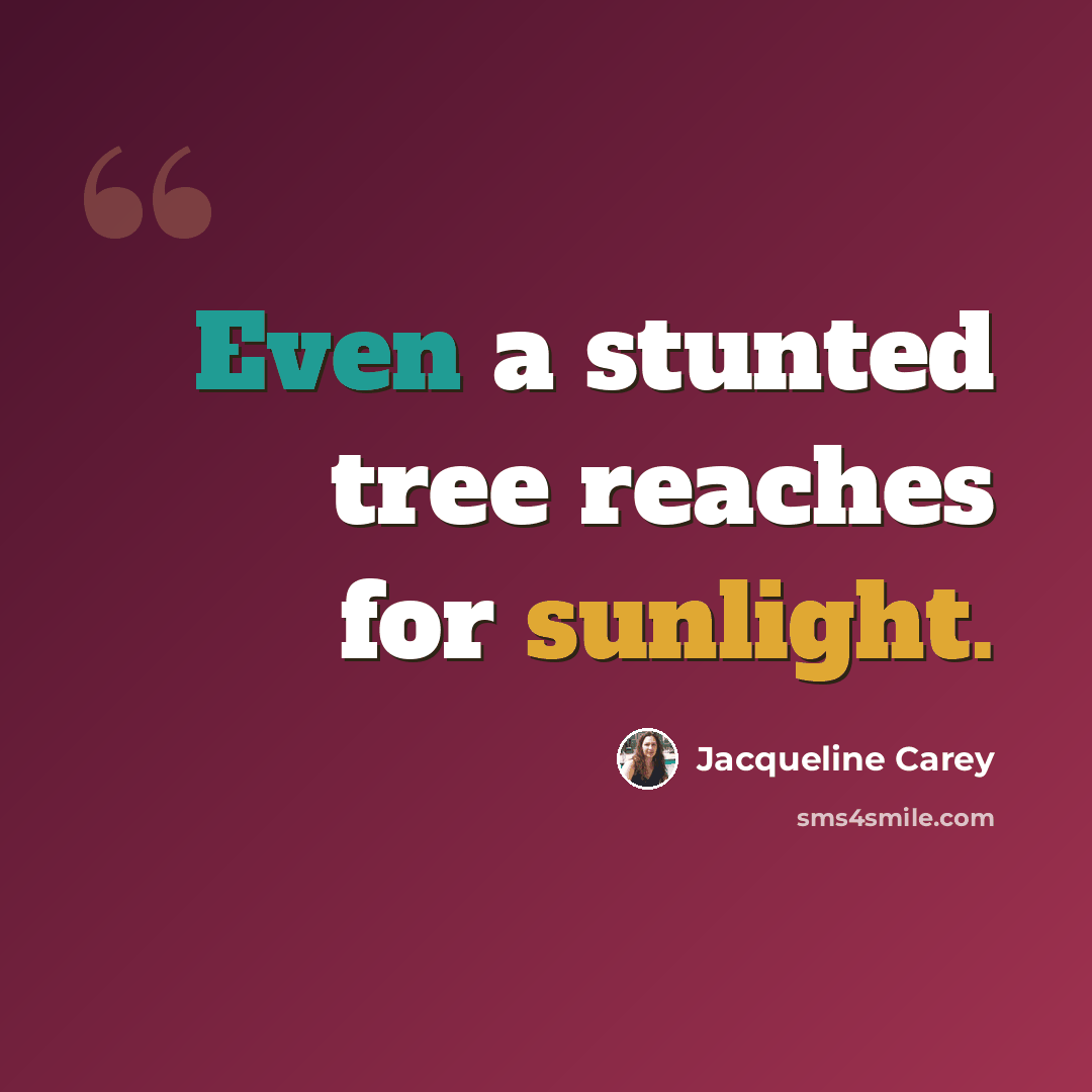 “Even a stunted tree reaches for sunlight.” quote by Jacqueline Carey
