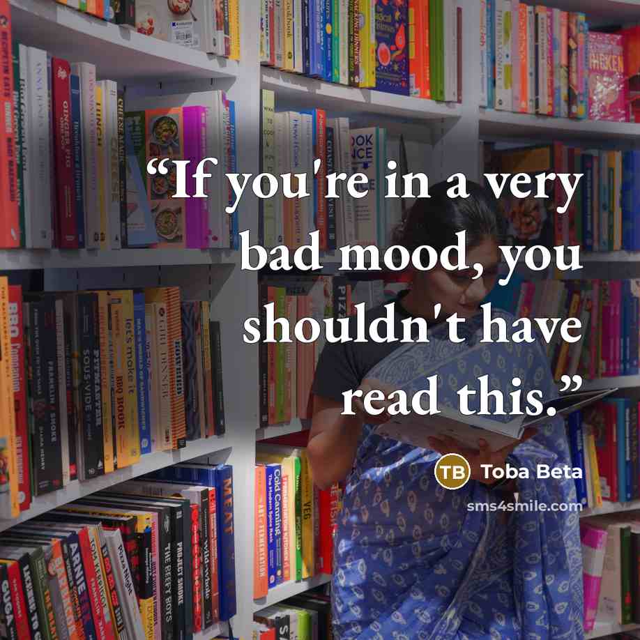 “If you're in a very bad mood, you shouldn't have read this.” quote by Toba Beta