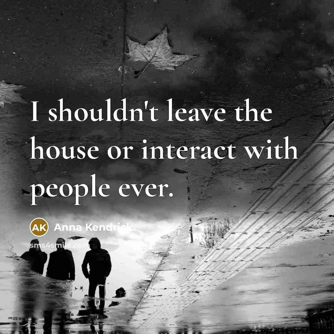 “I shouldn't leave the house or interact with people ever.” quote by Anna Kendrick