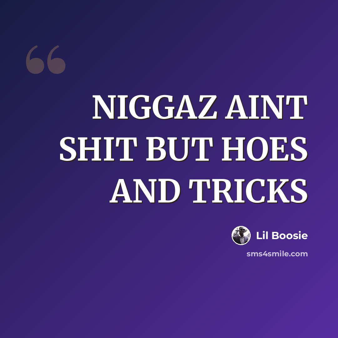 “NIGGAZ AINT SHIT BUT HOES AND TRICKS” quote by Lil Boosie