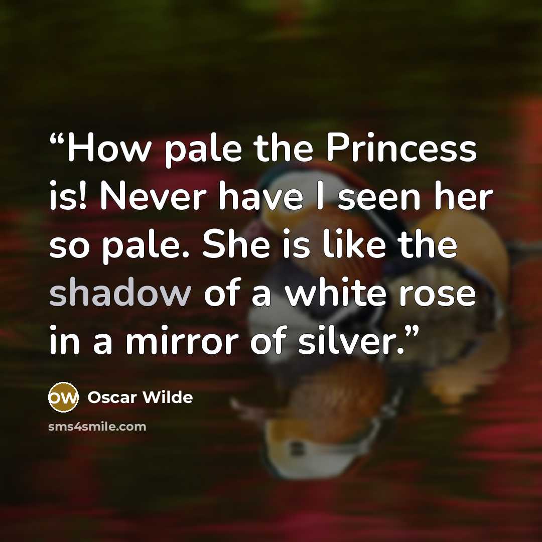 “How pale the Princess is! Never have I seen her so pale. She is like the shadow of a white rose in a mirror of silver.” quote by Oscar Wilde
