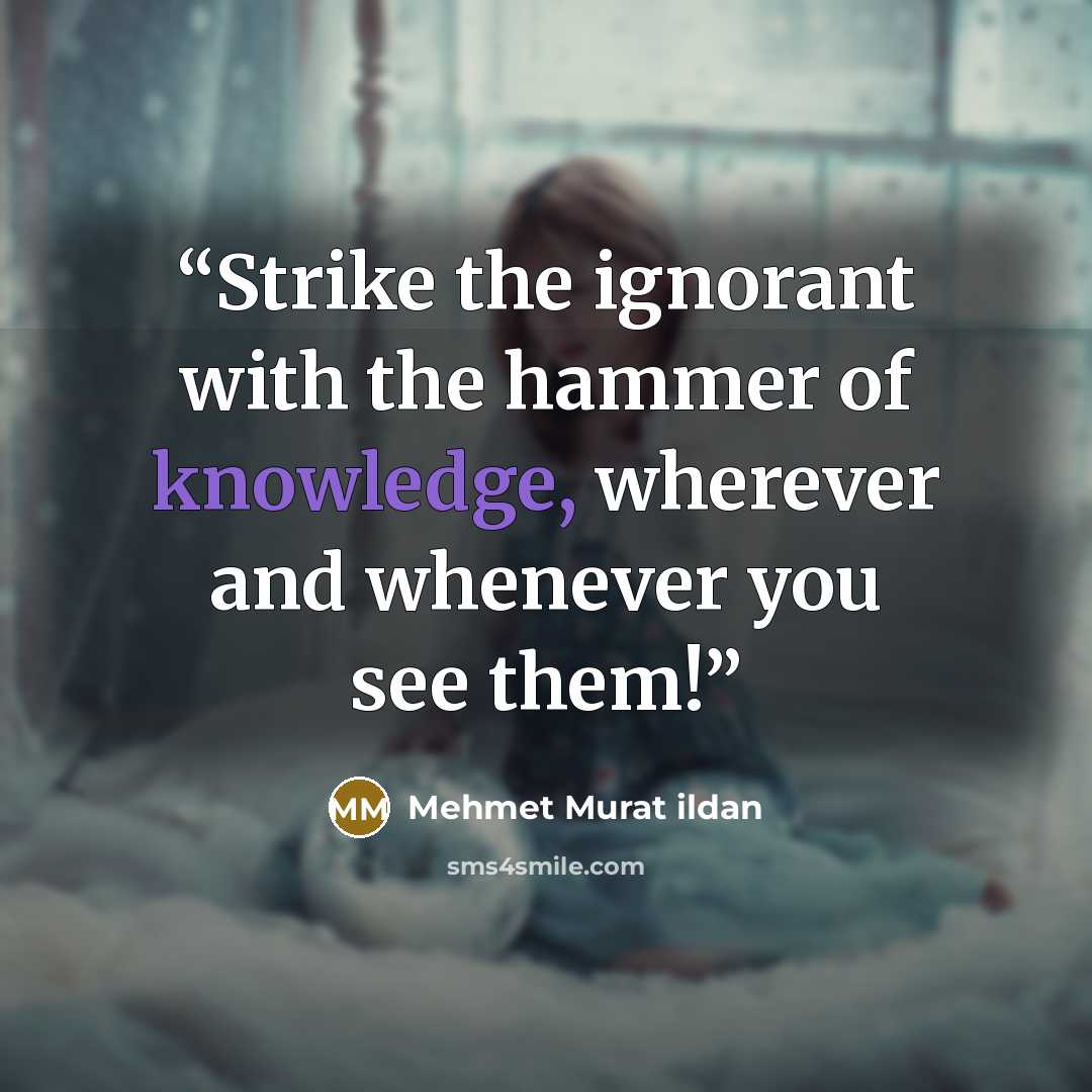 “Strike the ignorant with the hammer of knowledge, wherever and whenever you see them!” quote by Mehmet Murat ildan
