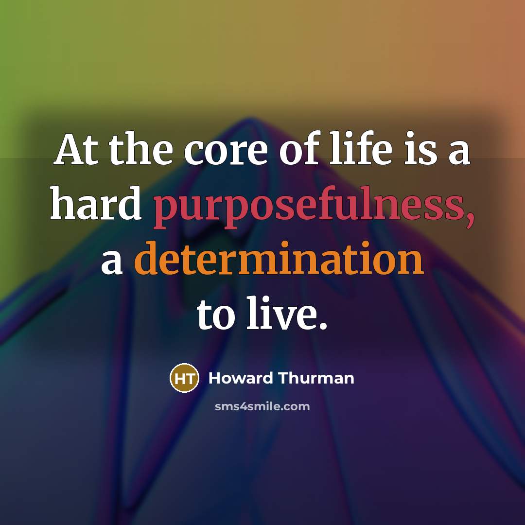 “At the core of life is a hard purposefulness, a determination to live.” quote by Howard Thurman