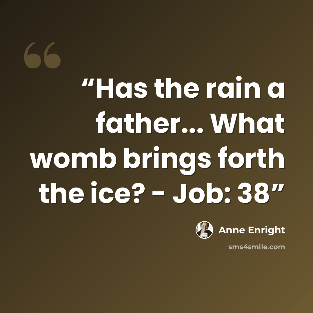 “Has the rain a father... What womb brings forth the ice? - Job: 38” quote by Anne Enright