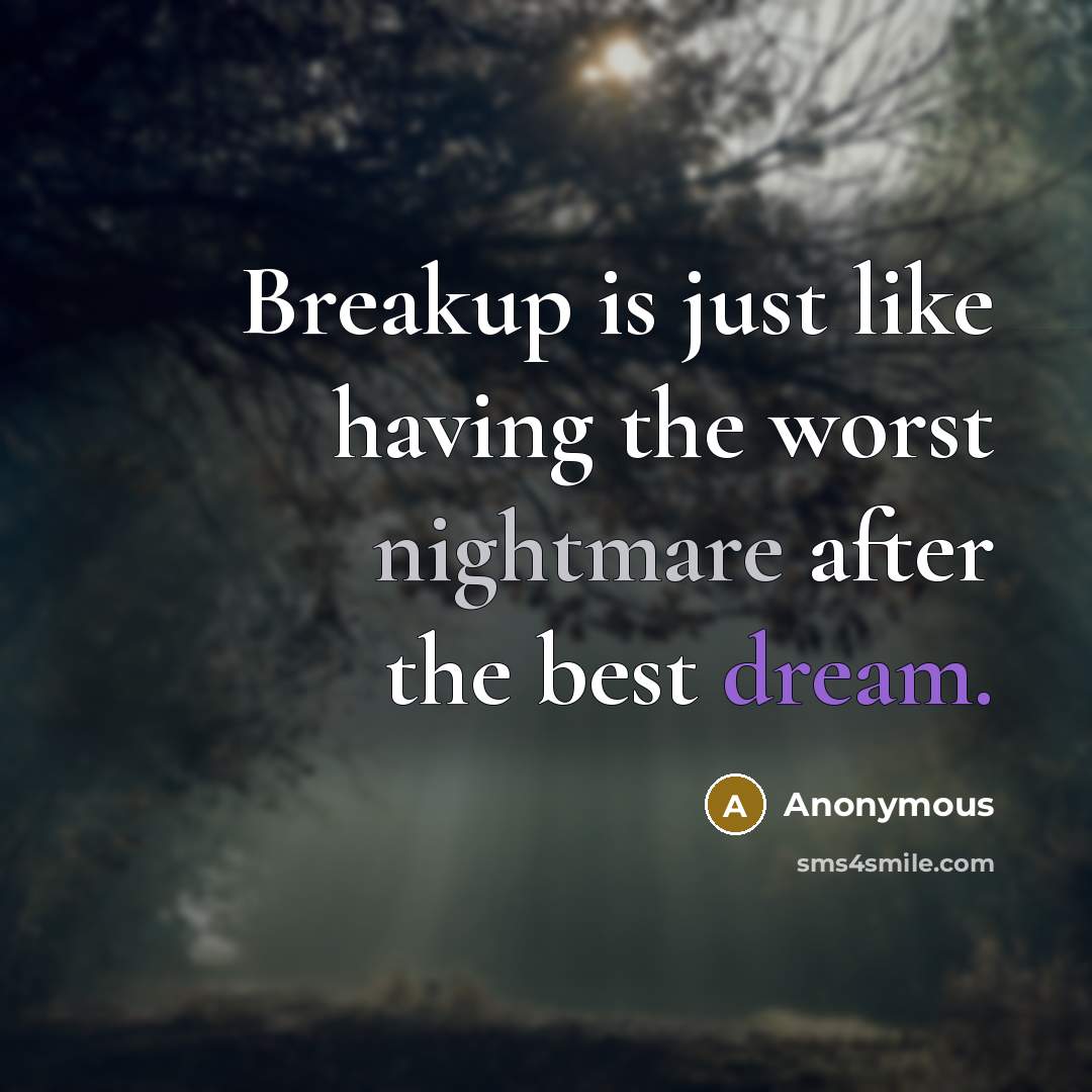 “Breakup is just like having the worst nightmare after the best dream.” quote by Anonymous