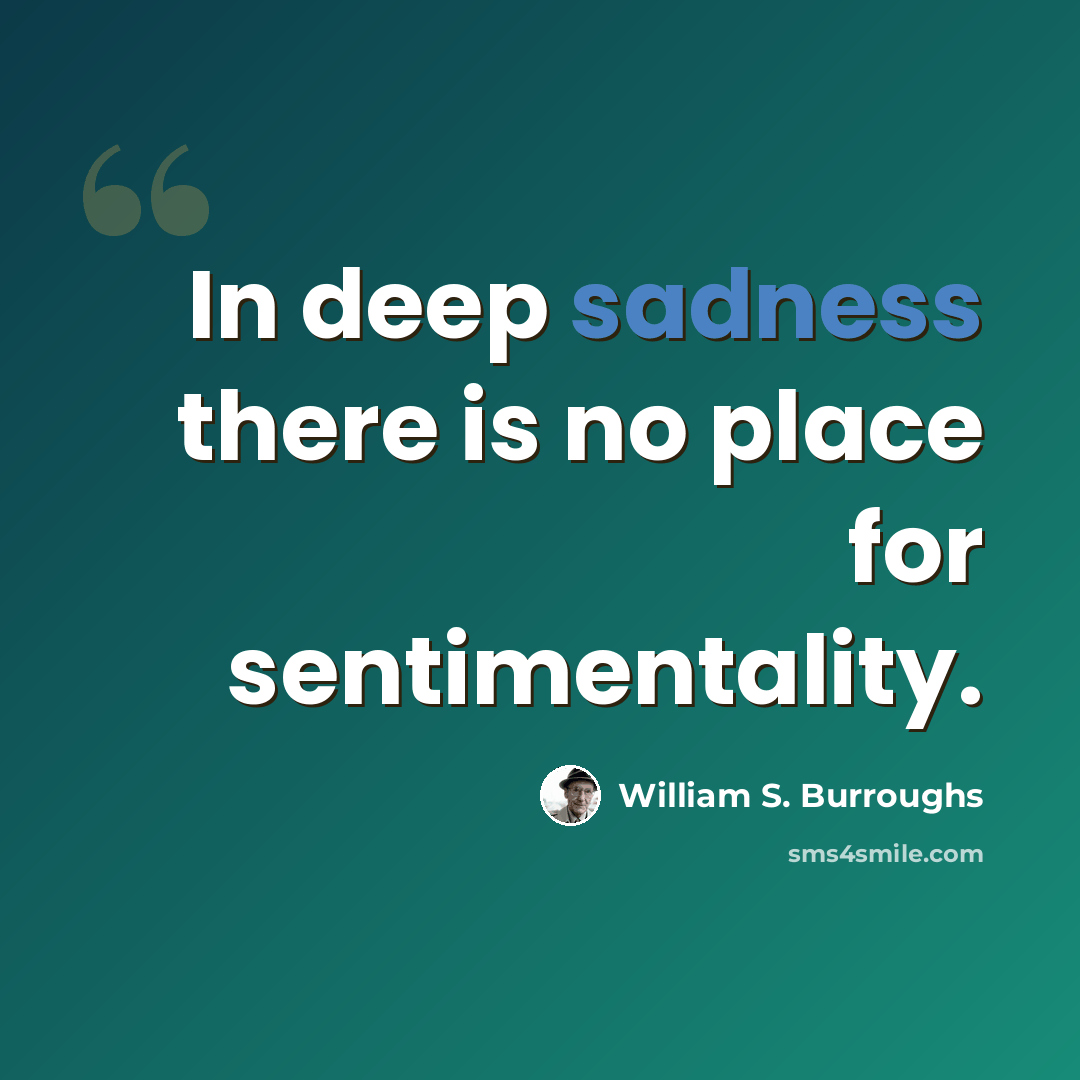 “In deep sadness there is no place for sentimentality.” quote by William S. Burroughs