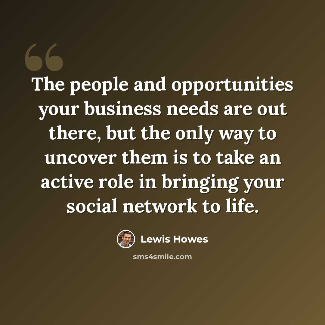 “The people and opportunities your business needs are out there, but the only way to uncover them is to take an active role in bringing your social network to life.” quote by Lewis Howes