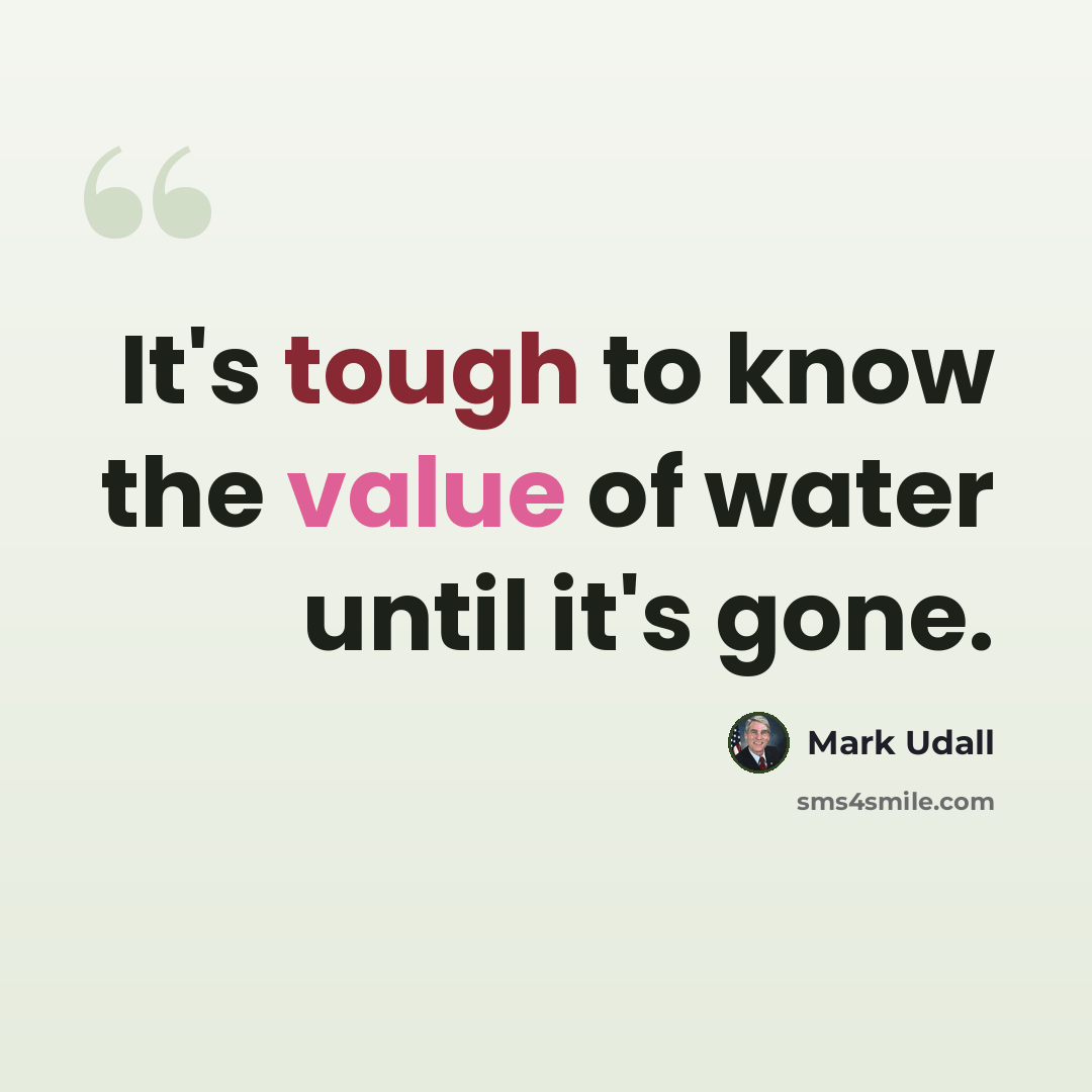 “It's tough to know the value of water until it's gone.” quote by Mark Udall