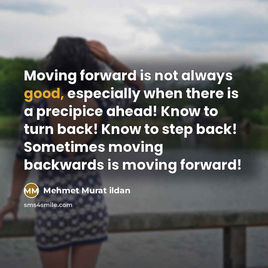 “Moving forward is not always good, especially when there is a precipice ahead! Know to turn back! Know to step back! Sometimes moving backwards is moving forward!” quote by Mehmet Murat Ildan