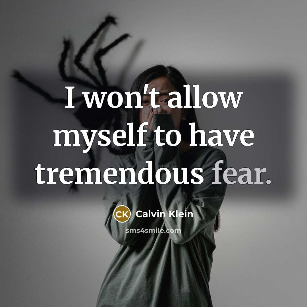 “I won't allow myself to have tremendous fear.” quote by Calvin Klein