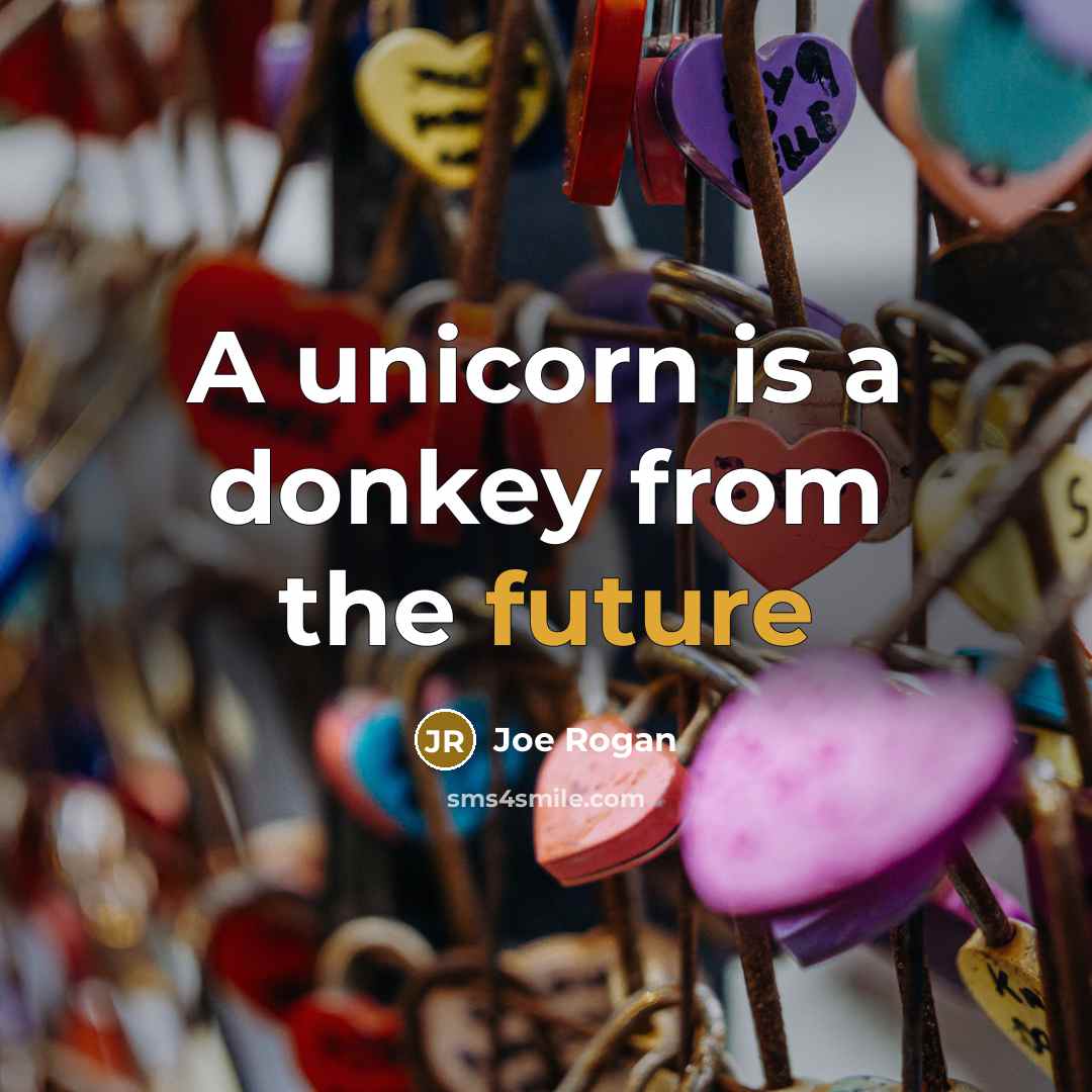 “A unicorn is a donkey from the future” quote by Joe Rogan