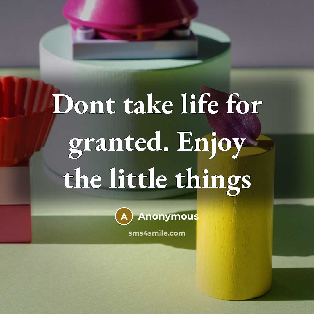 “Dont take life for granted. Enjoy the little things” quote by Anonymous