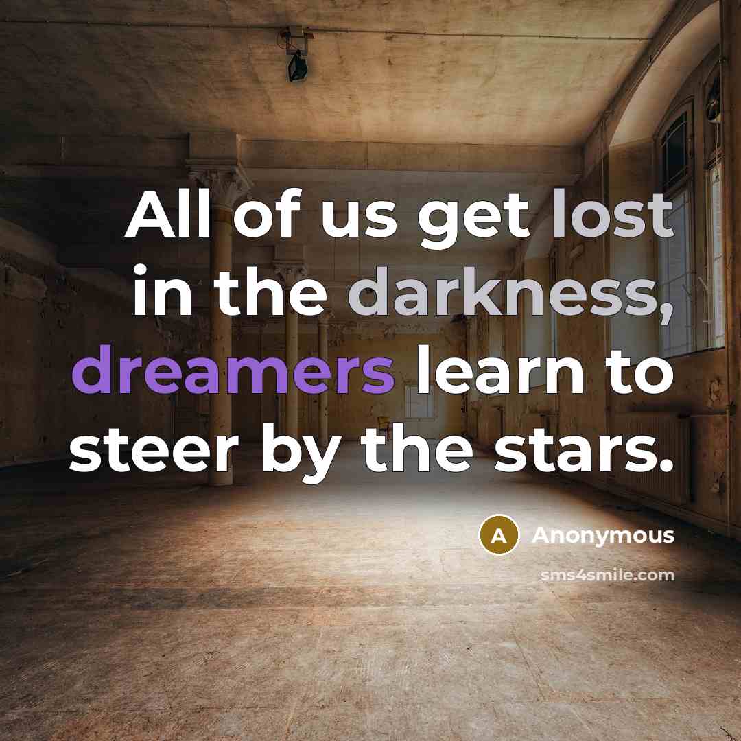 “All of us get lost in the darkness, dreamers learn to steer by the stars.” quote by Anonymous