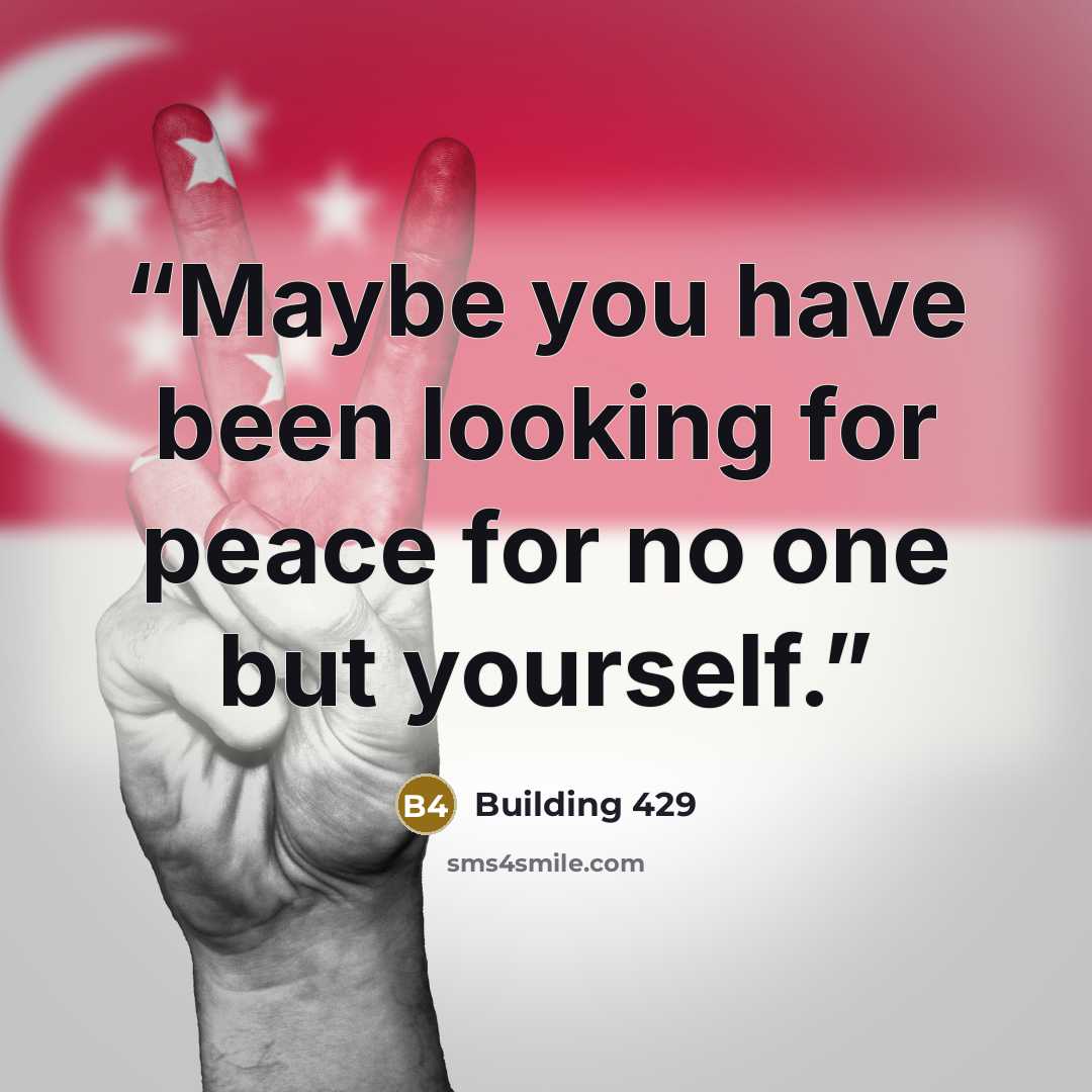 “Maybe you have been looking for peace for no one but yourself.” quote by Building 429