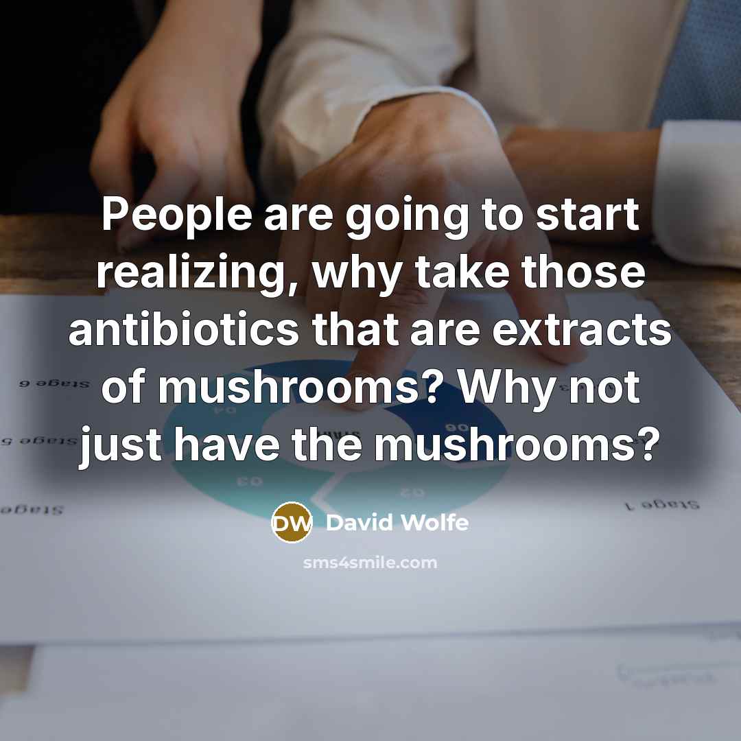 “People are going to start realizing, why take those antibiotics that are extracts of mushrooms? Why not just have the mushrooms?” quote by David Wolfe