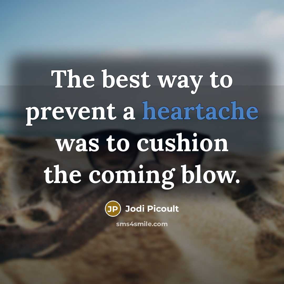 “The best way to prevent a heartache was to cushion the coming blow.” quote by Jodi Picoult