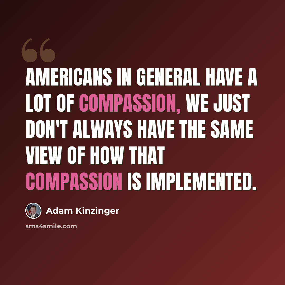 “Americans in general have a lot of compassion, we just don't always have the same view of how that compassion is implemented.” quote by Adam Kinzinger