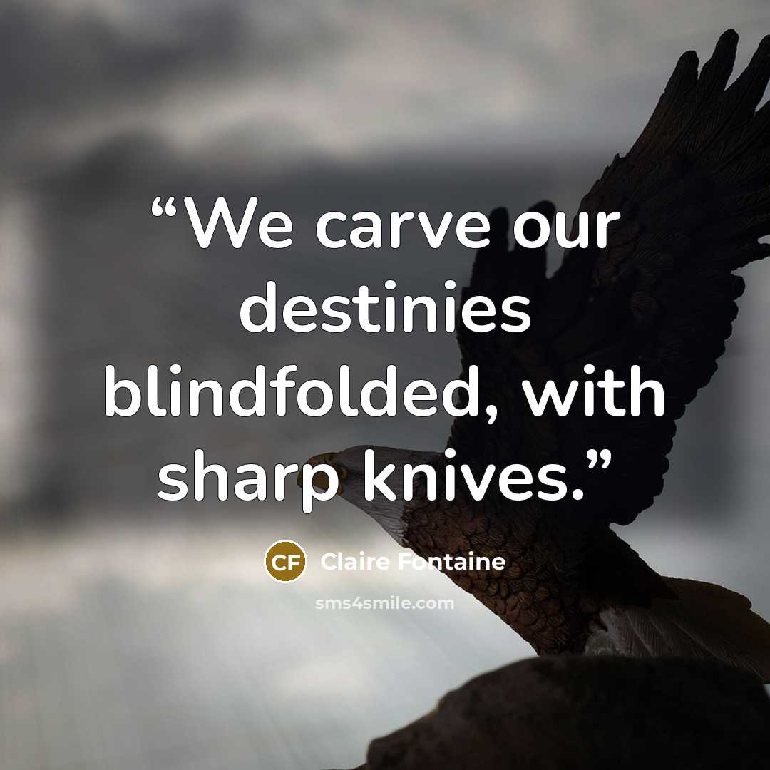 “We carve our destinies blindfolded, with sharp knives.” quote by Claire Fontaine