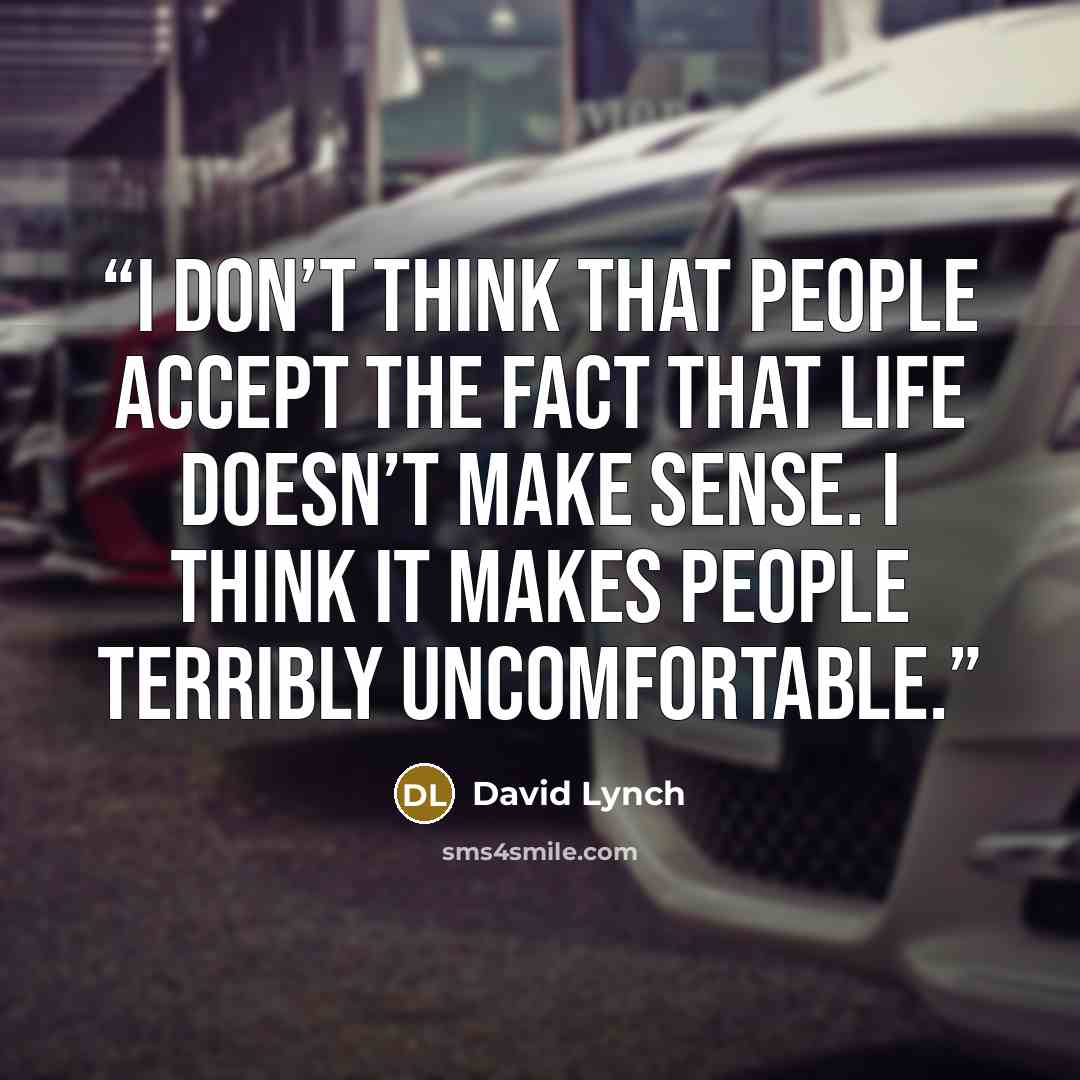 “I don’t think that people accept the fact that life doesn’t make sense. I think it makes people terribly uncomfortable.” quote by David Lynch