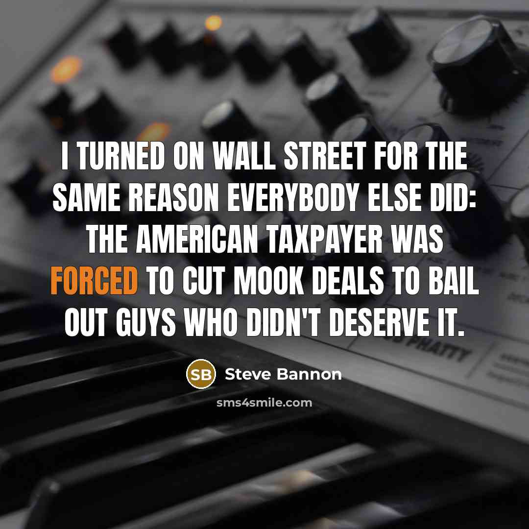 “I turned on Wall Street for the same reason everybody else did: The American taxpayer was forced to cut mook deals to bail out guys who didn't deserve it.” quote by Steve Bannon