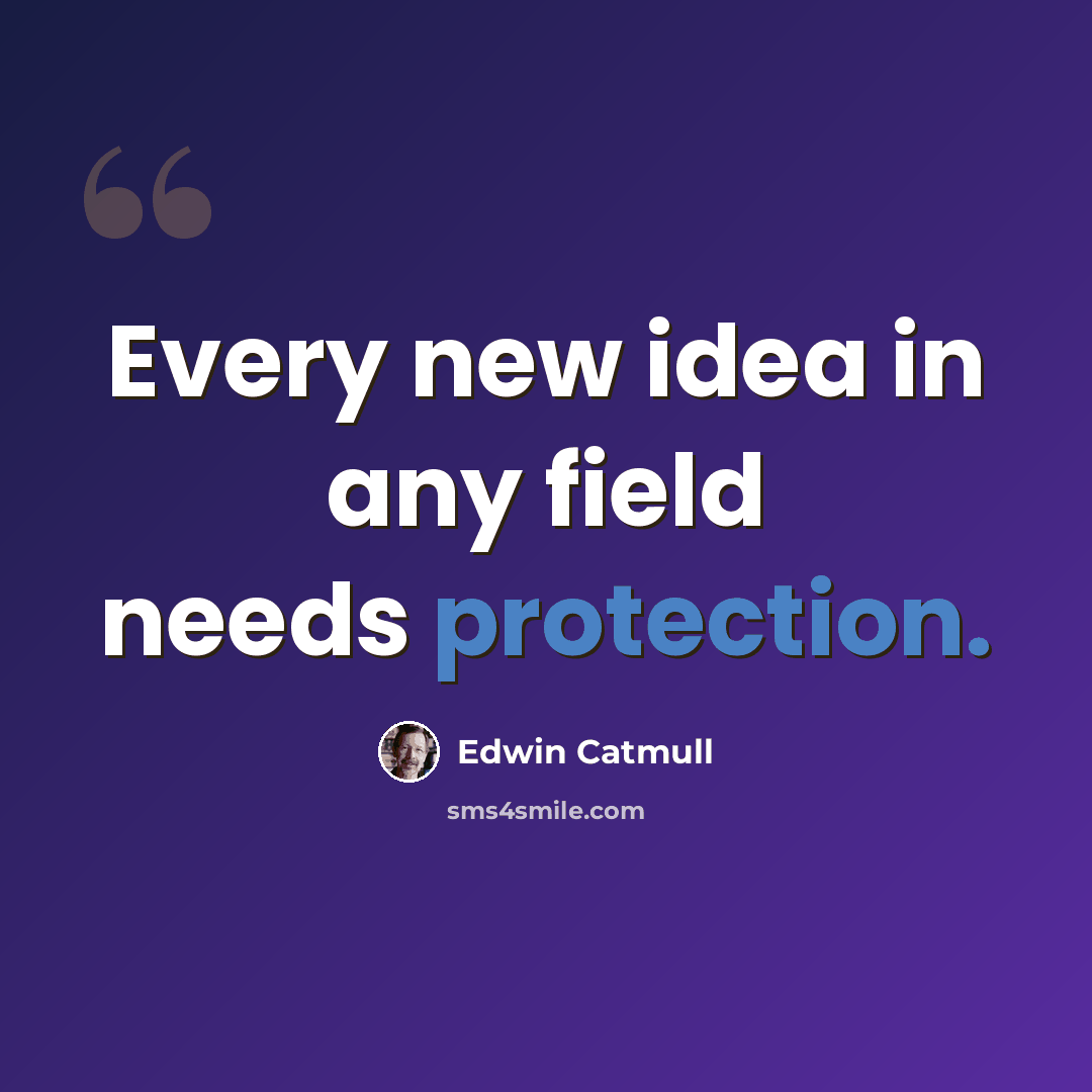 “Every new idea in any field needs protection.” quote by Edwin Catmull