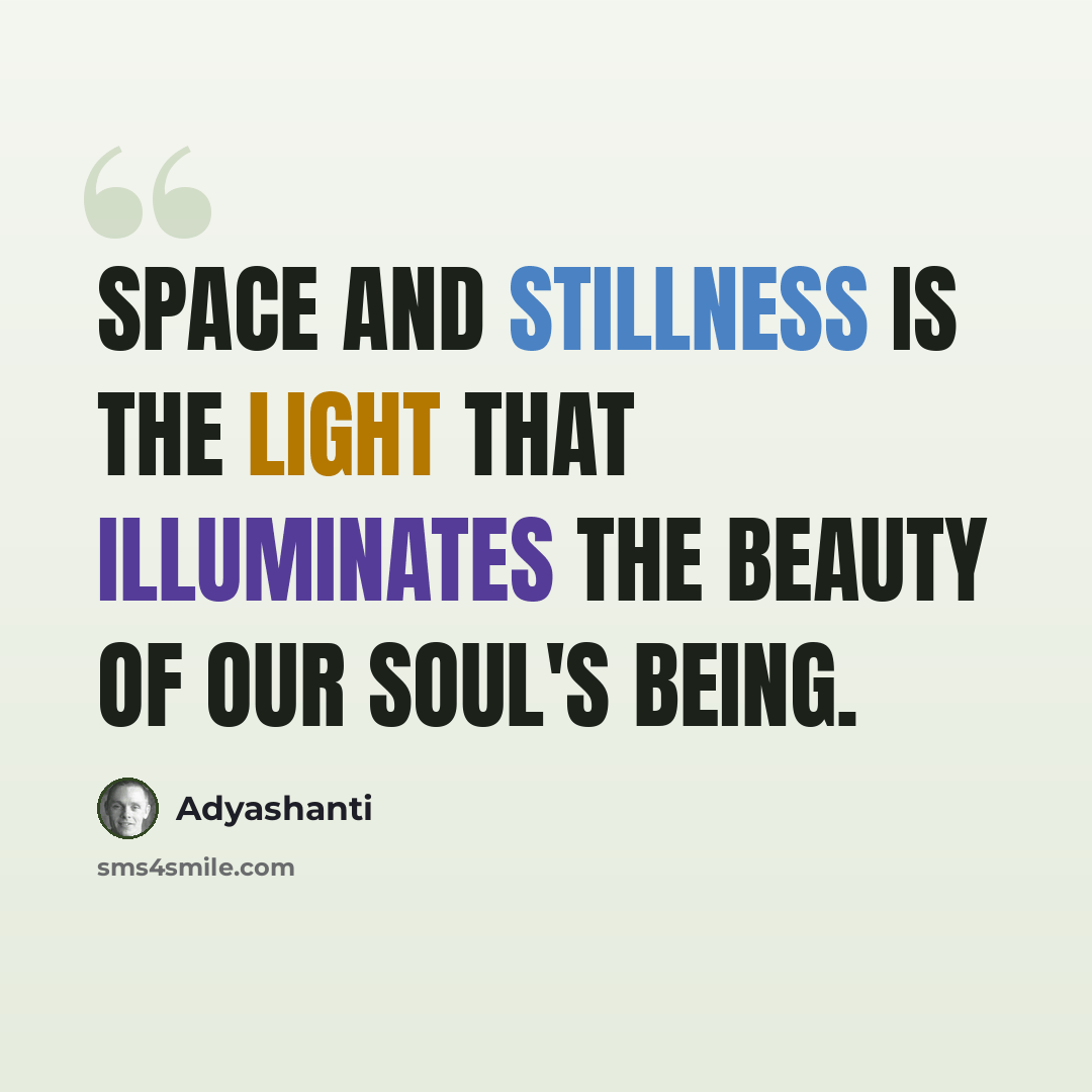 “Space and stillness is the light that illuminates the beauty of our soul's being.” quote by Adyashanti