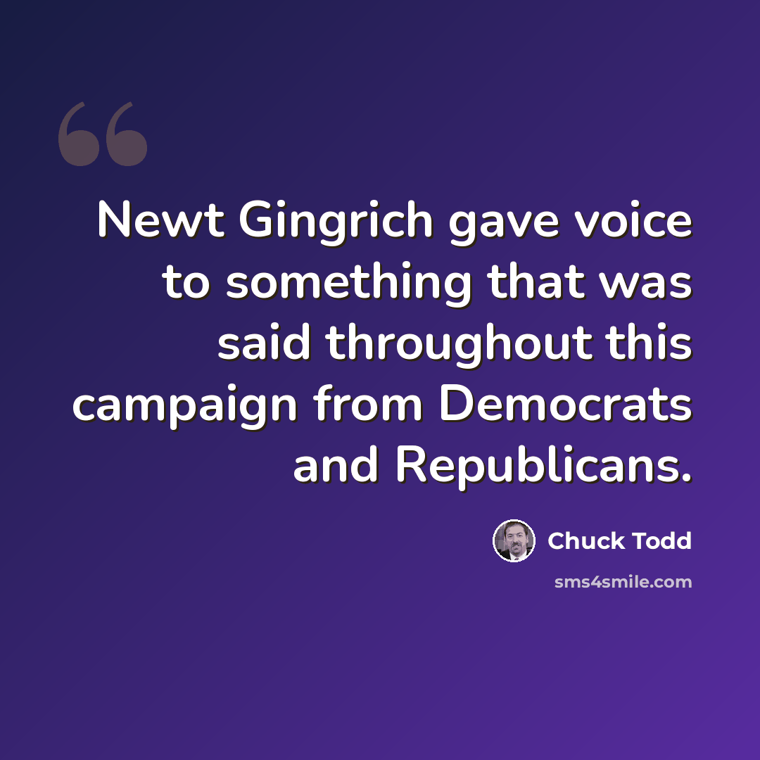 “Newt Gingrich gave voice to something that was said throughout this campaign from Democrats and Republicans.” quote by Chuck Todd