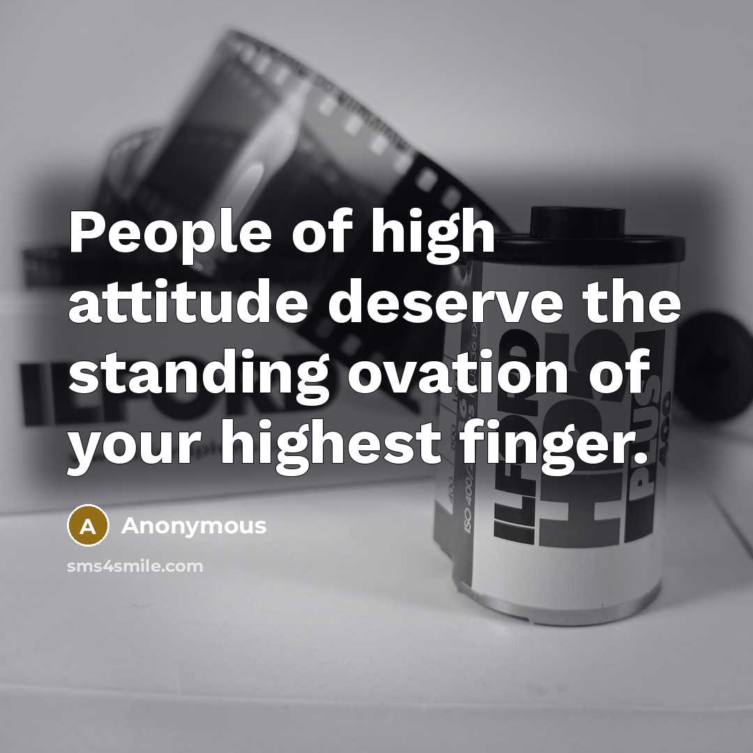 “People of high attitude deserve the standing ovation of your highest finger.” quote by Anonymous