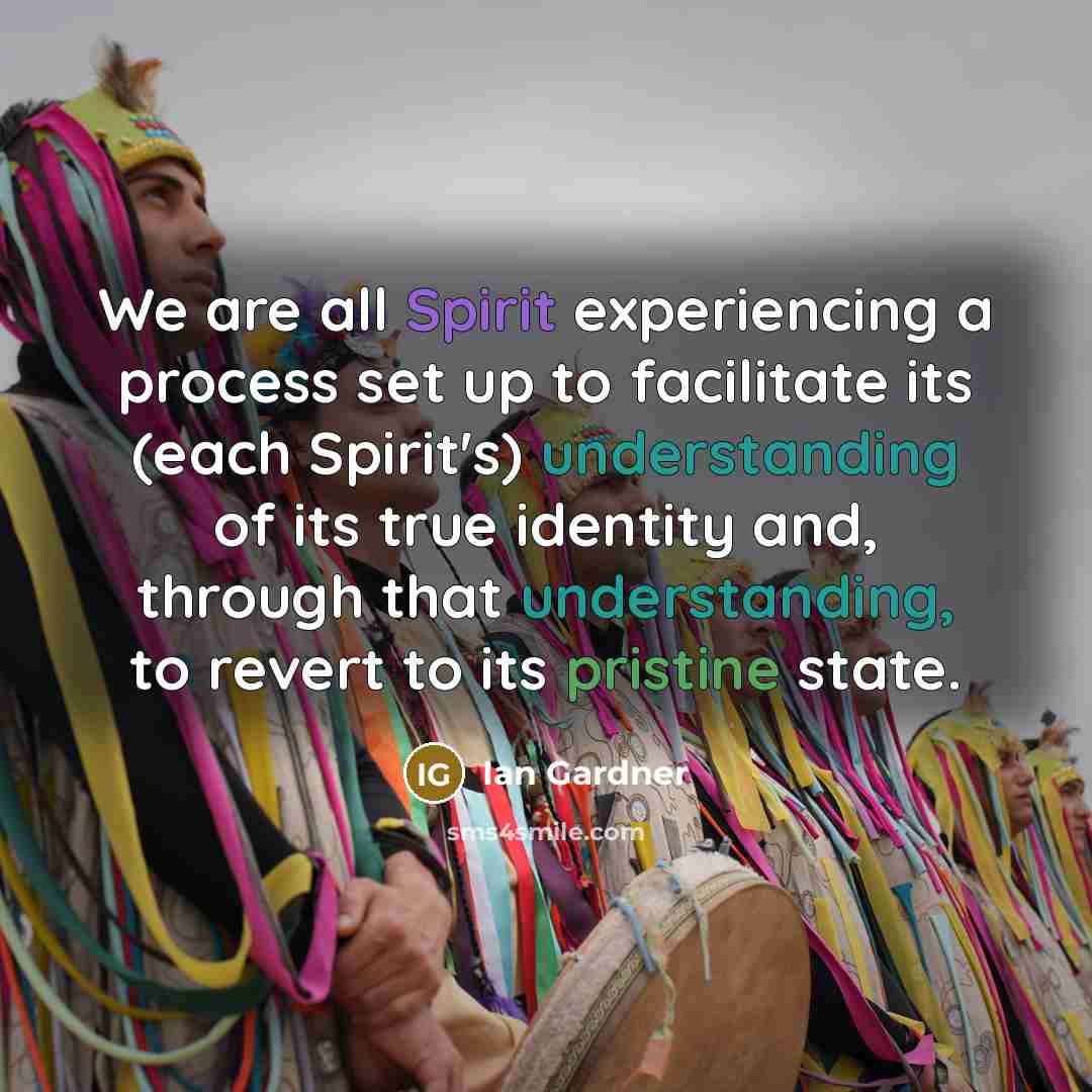 “We are all Spirit experiencing a process set up to facilitate its (each Spirit's) understanding of its true identity and, through that understanding, to revert to its pristine state.” quote by Ian Gardner